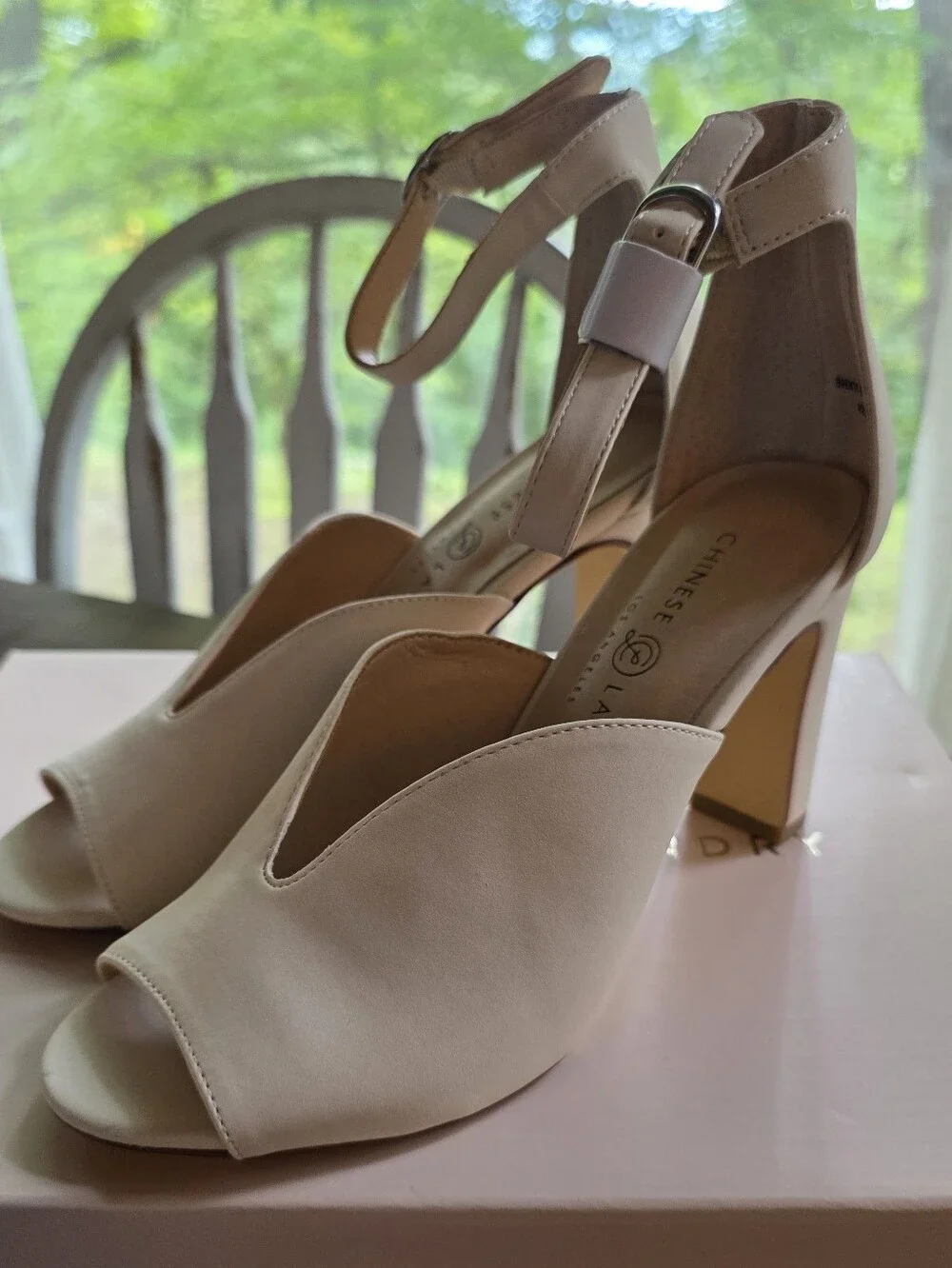 Chinese Laundry Blush Peep-Toe Ankle Strap Heels